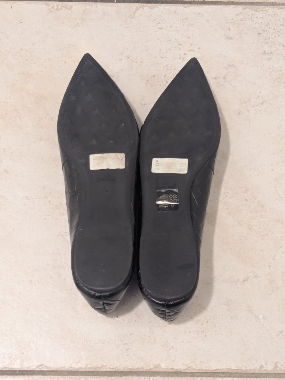 Schutz Dal Black & Brown Croc Embossed Leather Pointed Toe Flats Size 11 B - Picture 4 of 8